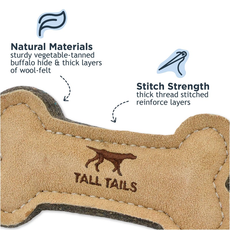Tall Tails Dog Natural Leather Bone Fetch Toy Gift for Dogs 6 inches - Image 3